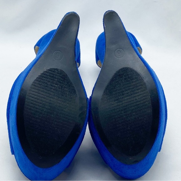 Sugar Cobalt Blue Giggles Faux Suede High Heels T-Strap 6 - Picture 9 of 9